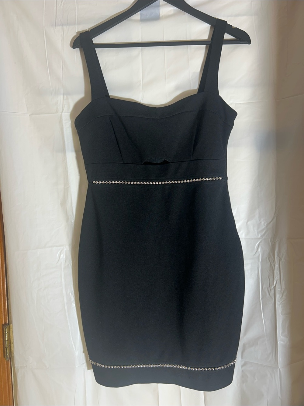 Astr Black Mini Dress with Rhinestone Trim